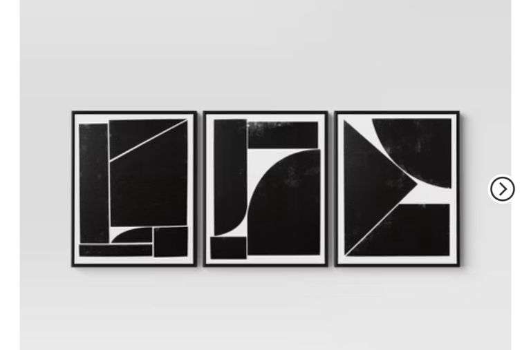 READ! (Set of 3) 16" x 20" Alignment Framed Wall Canvas Set - Threshold™: Modern Geometric Digital Art, Sawtooth Back