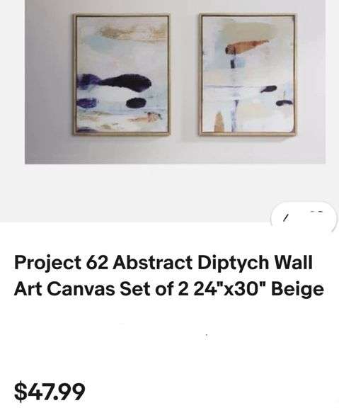 Project 62 Abstract Diptych Wall Art Canvas Set of 2 24"x30" Beige