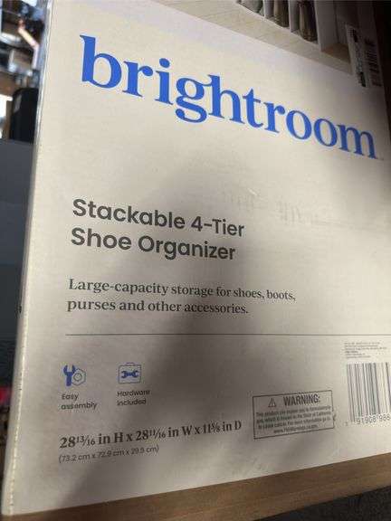 4 Tier Laminate Stackable Shoe Cubby White - Brightroom™: Shoe Rack Organizer, Holds 20 Pairs, Wood Laminate, Freestanding
