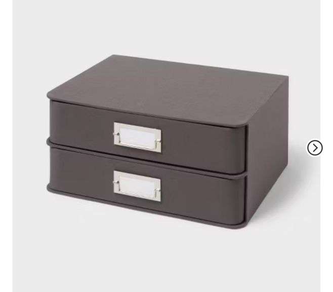 (2) 2 Drawer Decorative Fabric Box Charcoal - Brightroom: Rectangle, Paper & Polyester, Spot Clean, 6"x10"x13"