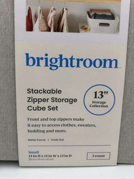 Set of 2 Zipper Fabric Storage Cubes Gray - Brightroom™