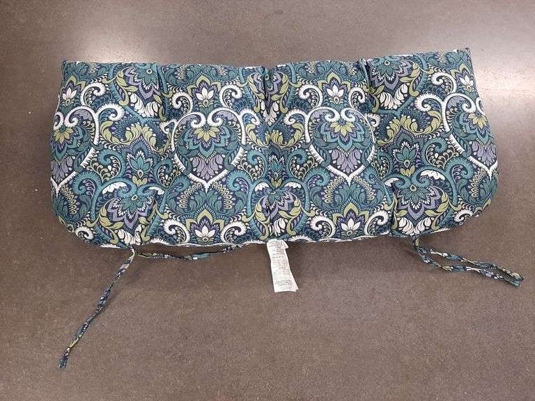 Arden Outdoor Wicker Settee Cushion, 41.5 x 18, Rain-Proof, Fade Resistant Sapphire Aurora Blue Damask
