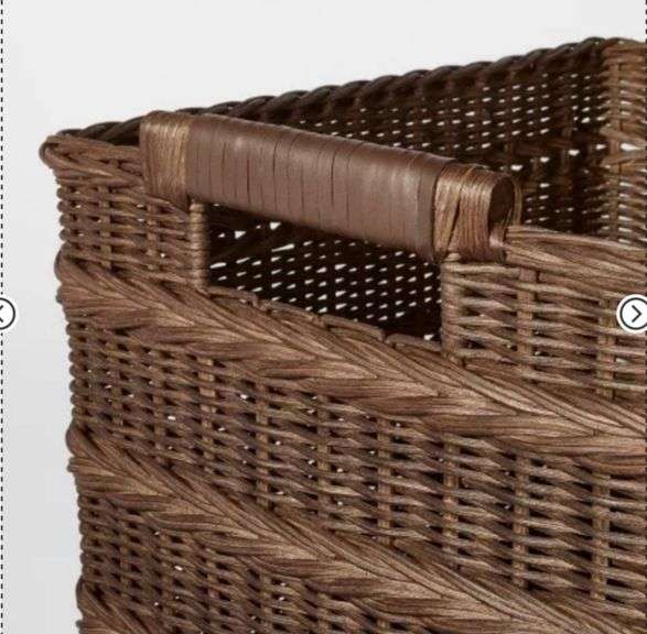 Rectangle Rattan Decorative Basket Dark Brown - Threshold™ designed with Studio McGee: FSC Certified Wicker Storage, Spot Clean