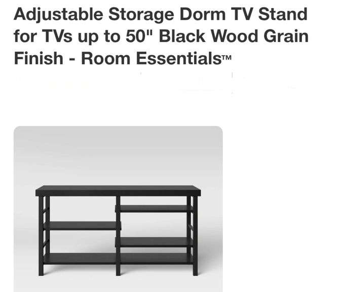 Adjustable Storage Dorm TV Stand for TVs up to 50" Black Wood Grain Finish - Room Essentials