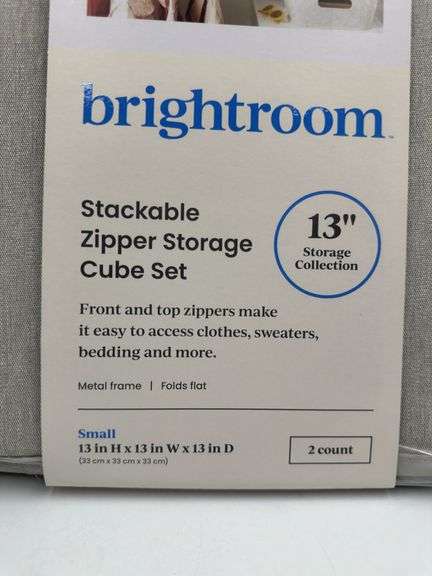 Set of 2 Zipper Fabric Storage Cubes Gray - Brightroom, small