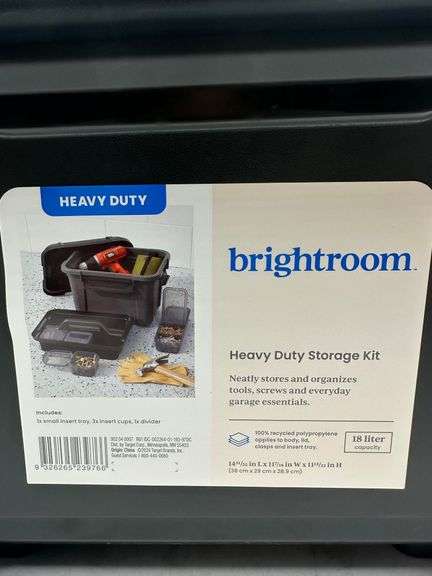Tool and Hardware Latching Storage Box With Handle - Brightroom™: Gray Multi-Compartment Tote, 18L Capacity