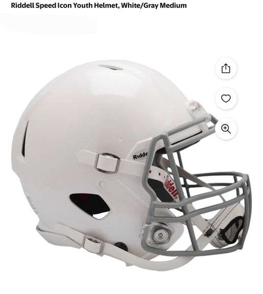 Read! Riddell Speed Icon Youth Helmet, White/Gray Medium