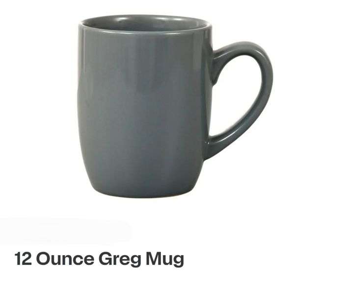 12ct Grey Coffee Mugs 12oz