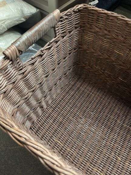 Rectangle Rattan Decorative Basket Dark Brown - Threshold™ designed with Studio McGee: FSC Certified Wicker Storage, Spot Clean