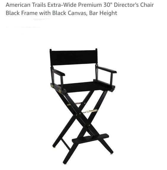 American Trails Extra-Wide Premium 30" Director's Chair Black Frame with Black Canvas, Bar Height