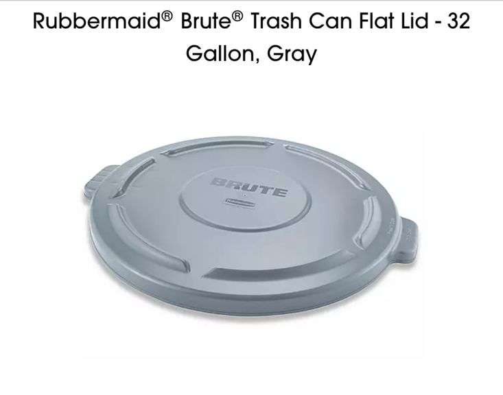 Rubbermaid® Brute® Trash Can Flat Lid - 32 Gallon, Gray