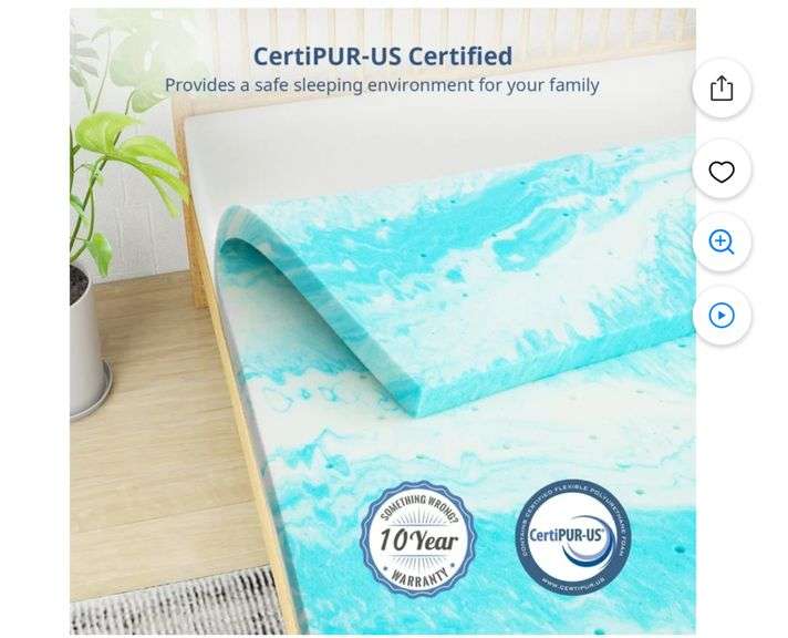 Mattress Topper Twin, 3 Inch Soft Memory Foam Cooling Gel Mattress Topper for Relieve Back Pain