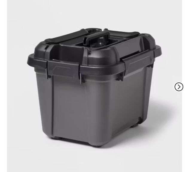 Tool and Hardware Latching Storage Box With Handle - Brightroom™: Gray Multi-Compartment Tote, 18L Capacity