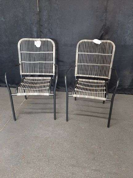 2pc Latigo Stackable Patio Chair Gray - Threshold