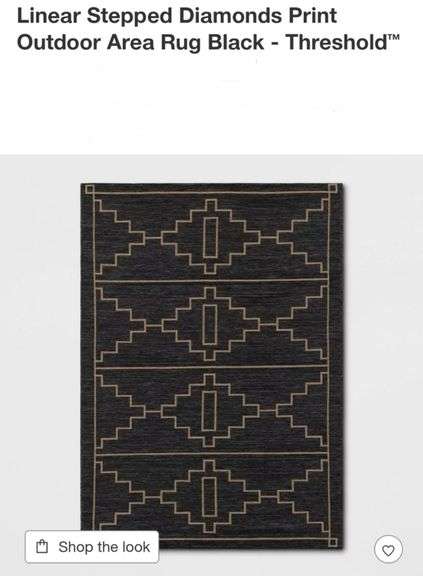 Linear Stepped Diamonds Print Outdoor Area Rug Black - Threshold 5'x7'