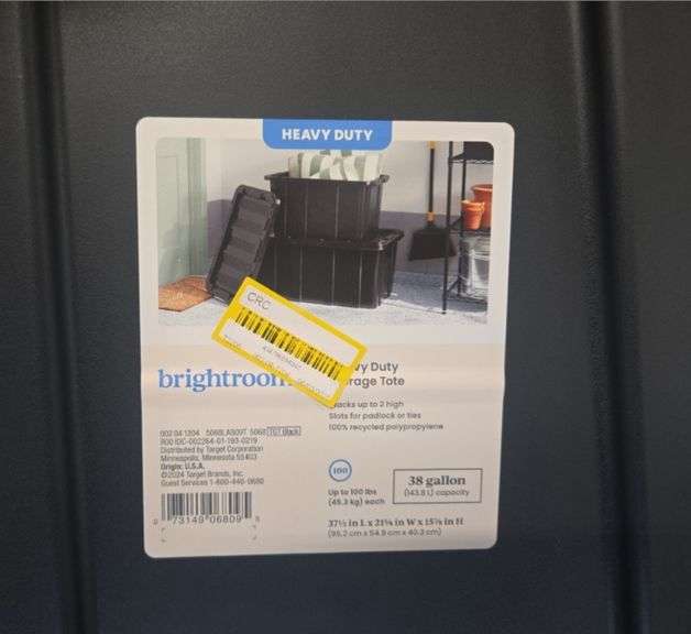 38gal Heavy Duty Storage Tote Black - Brightroom