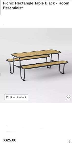 READ!! Picnic Rectangle Table Black - Room Essentials