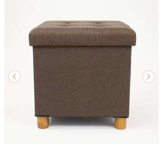 Humble Crew Brown Collapsible Cube Storage Ainsley Ottoman Foot Stool with Tray