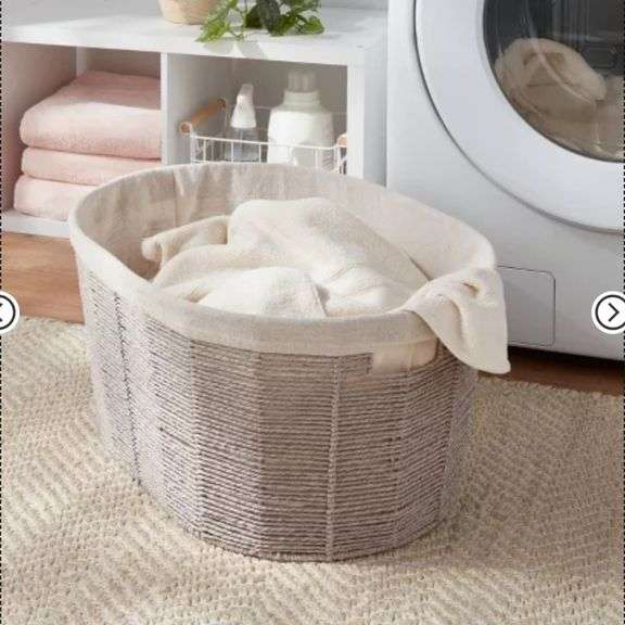Twisted Paper Rope Oval Laundry Basket - Brightroom™: Gray, Removable Liner