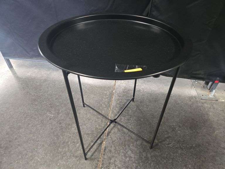 Garden 4 you End Table Outdoor Side Table, Small Patio Table Metal Side Table, Round Folding Side Table, for Outdoor and Living Room,Black
