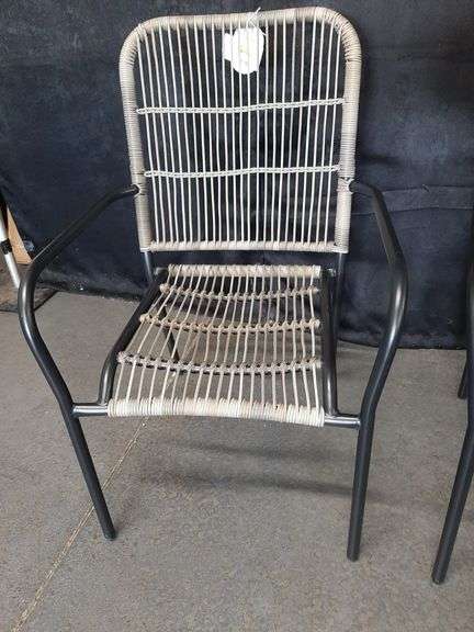 2pc Latigo Stackable Patio Chair Gray - Threshold