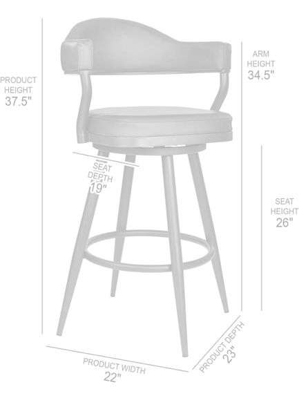 Armen Living Justin Modern Farmhouse 26" Seat Height Swivel Vintage Brown Faux Leather Bar Stool with Brown Metal Legs for Kitchen Island Counter