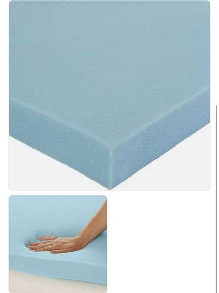 Amazon Basics Cooling Gel-Infused Memory Foam Mattress Topper, Twin, Blue