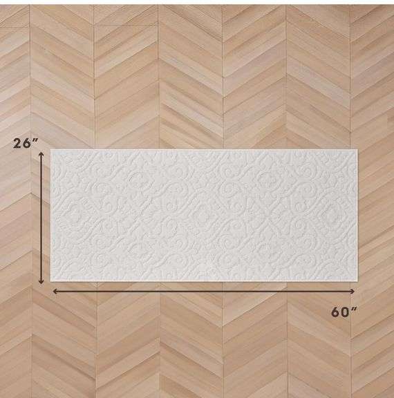 Laura Ashley Hi-Low Tufted 26" x 60" Washable Skid-Resistant Runner Rug - Ivory Feya Solid