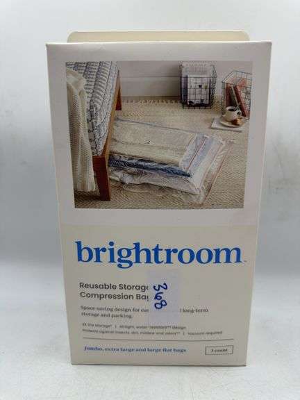 3pc (L-XL-Jumbo) Compression Bags Set Clear - Brightroom™: Vacuum Seal Storage for Clothing & Bedding, Plastic