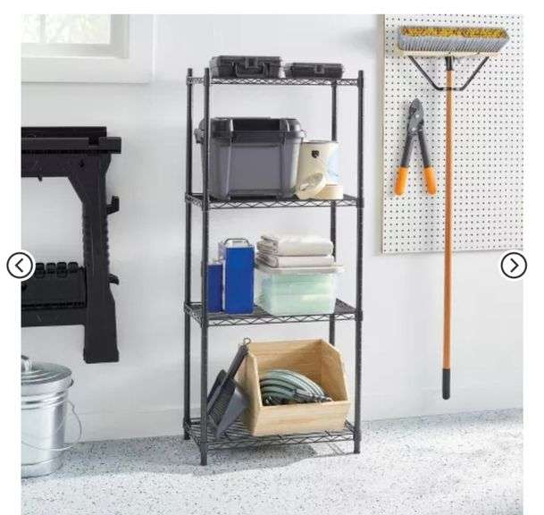 4 Tier Wire Shelving Black - Brightroom™: Steel Utility Storage, Adjustable Feet & Shelves, 350 lb Capacity, 54" Height