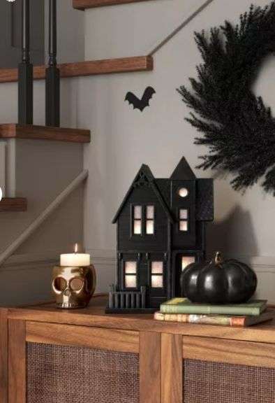 Large Haunted House Figurine Black - Threshold 16"H