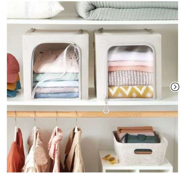 Set of 2 Zipper Fabric Storage Cubes Gray - Brightroom, small