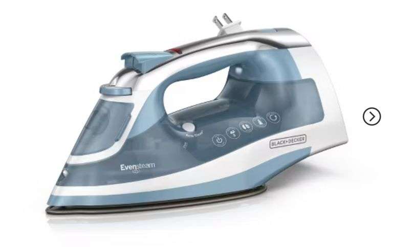 BLACK+DECKER Steam Iron Retractable Cord Gray: 1200W Nonstick Soleplate, Anti-Drip, Vertical Steam, Comfort-Grip Handle