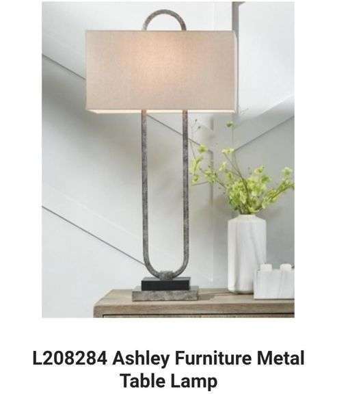 Signature Design By Ashley Bennish - Antique Silver Finish - Table Lamp (L208284)