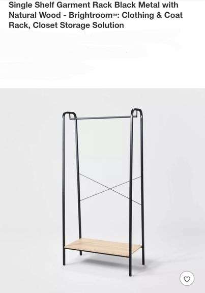 Single Shelf Garment Rack Black Metal with Natural Wood