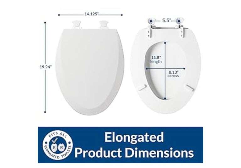 Bemis 1500EC 146 Almond Elongated Molded Wood Toilet Seat with Easy-Clean & Change Hinge and Bemis 1500EC 390 Lift-Off Wood Elongated Toilet Seat, Cotton White (Pack of 1), see pictures