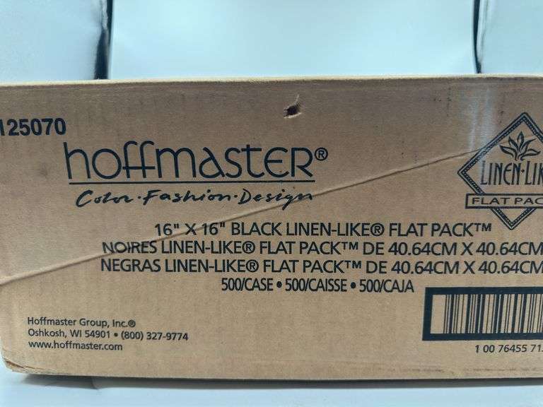 Hoffmaster 125070 Black Flat Pack Linen-Like Napkin, 16" x 16" - 500/Case