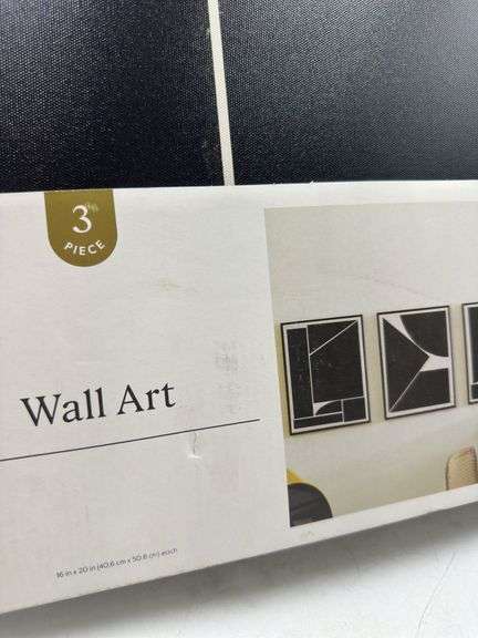 READ! (Set of 3) 16" x 20" Alignment Framed Wall Canvas Set - Threshold™: Modern Geometric Digital Art, Sawtooth Back