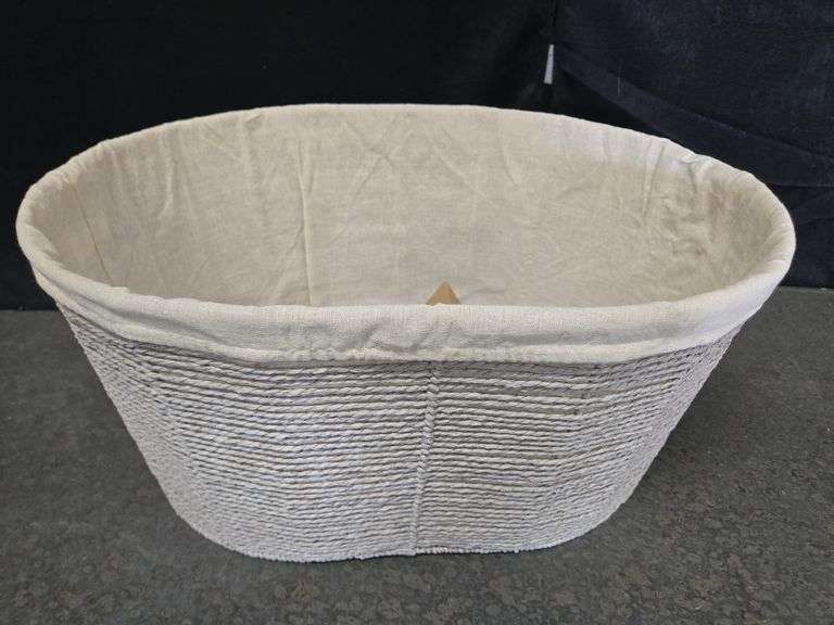 Twisted Paper Rope Oval Laundry Basket - Brightroom™: Gray, Removable Liner