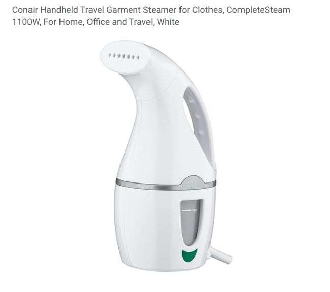 Conair Handheld Travel Garment Steamer for Clothes, CompleteSteam 1100W, For Home, Office and Travel, White