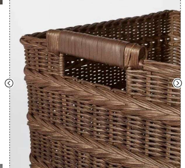 Rectangle Rattan Decorative Basket Dark Brown - Threshold™ designed with Studio McGee: FSC Certified Wicker Storage, Spot Clean