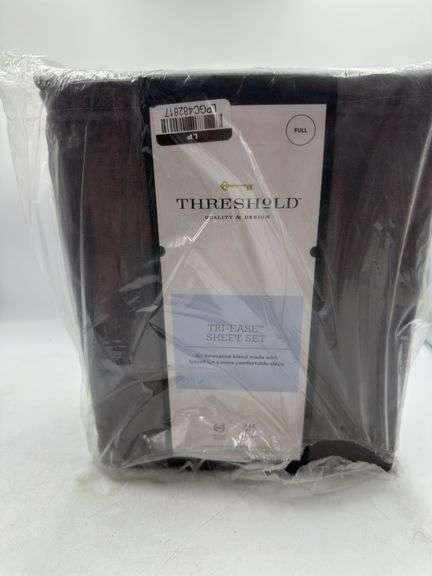 Threshold 500TC Cotton Blend Sateen 4-Piece Sheet Set Grey Herringbone Full