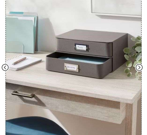 (2) 2 Drawer Decorative Fabric Box Charcoal - Brightroom: Rectangle, Paper & Polyester, Spot Clean, 6"x10"x13"