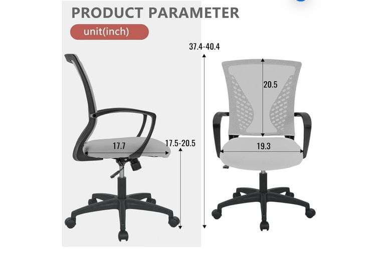 PayLessHere Office Computer Gaming Chair Ergonomic Mesh Desk Chair Adjustable Video Game Chairs with 360 Degrees Swivel Wheels Armrest Lumbar Support for Home Office,Grey