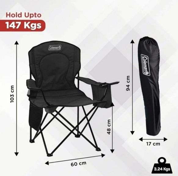 Coleman Portable Camping Chair with 4-Can Cooler, Cushioned Seat & Back with Side Pockets & Cup Holder, Carry Bag Included, Great for Camping, Tailgating, Firepits, Patio, & More