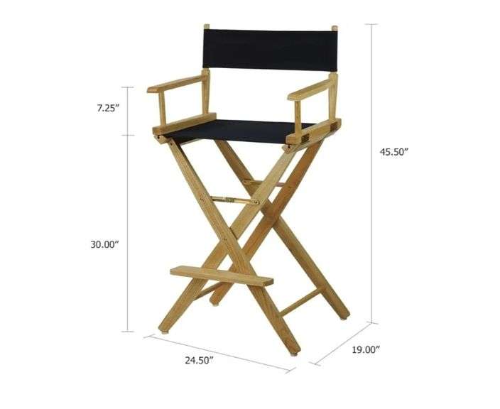 American Trails Extra-Wide Premium 30" Director's Chair Black Frame with Black Canvas, Bar Height