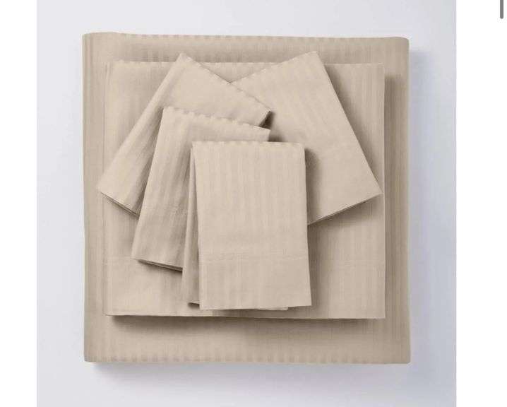 California King - California King 6pc 400 Thread Count Damask Solid Sheet Set Natural
