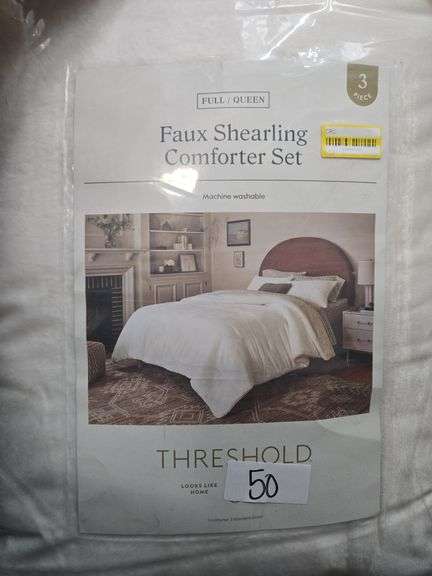 F/Q Faux Shearling Comforter Set Ivory
