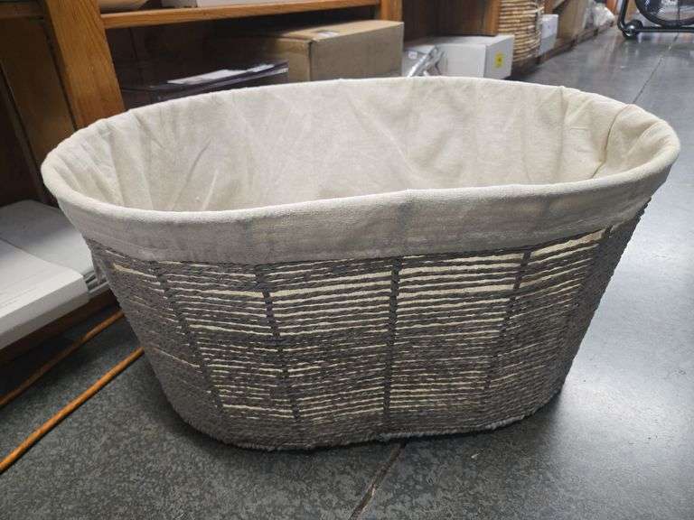 Twisted Paper Rope Oval Laundry Basket - Brightroom™: Gray, Removable Liner