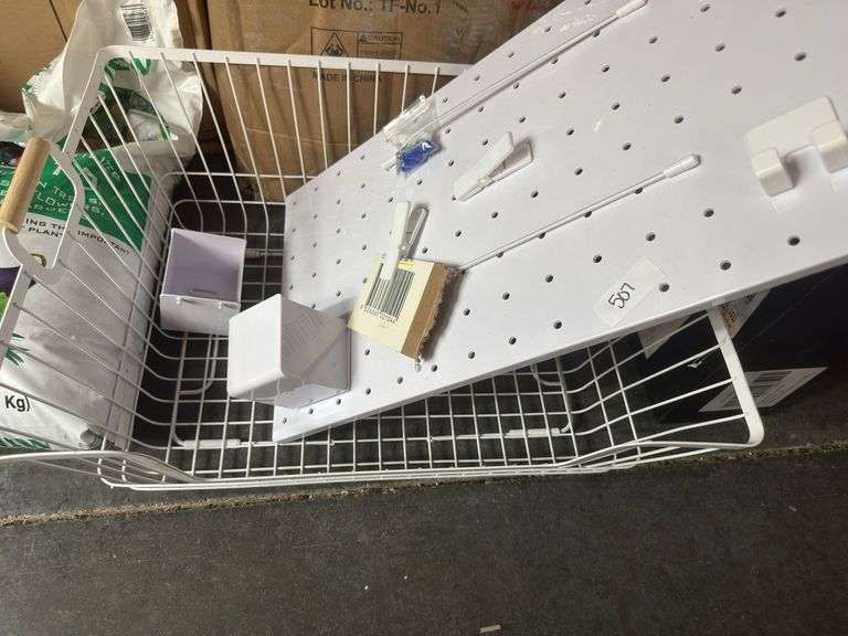 Pegboard Set White - Brightroom (Size 13" x 26") and Stacking Wire Laundry Bin